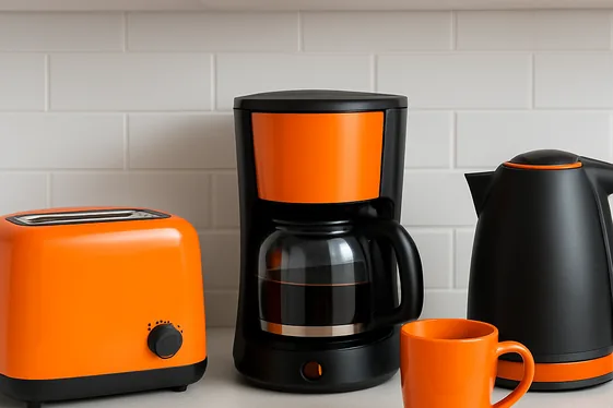 Black and Orange Kitchen Appliances Accents illustration