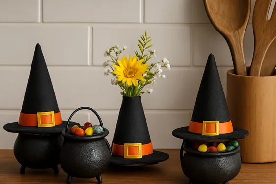 Witch Hat and Cauldron Accessories illustration