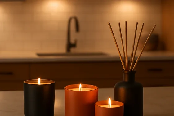 Seasonal Scented Candles and Diffusers illustration
