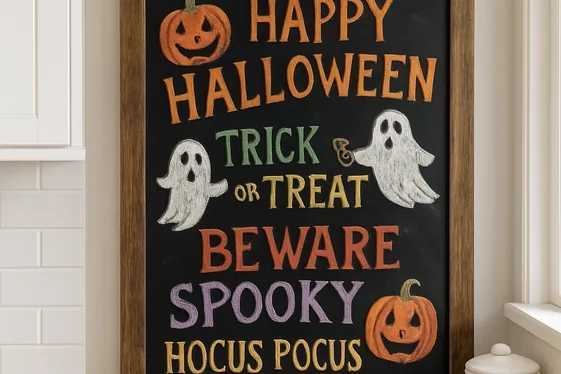 Chalkboard Signs with Halloween Messages illustration