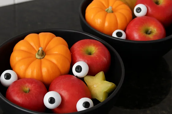Festive Fruit Bowls with a Halloween Twist illustration
