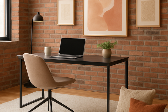 Loft Office Zones with Rugs and Decor illustration