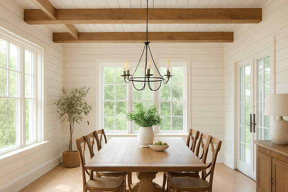 Natural Wood Beams and Shiplap Accents illustration