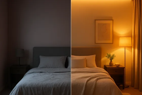 Before and After: Lighting Up a Gray and Pink Room illustration