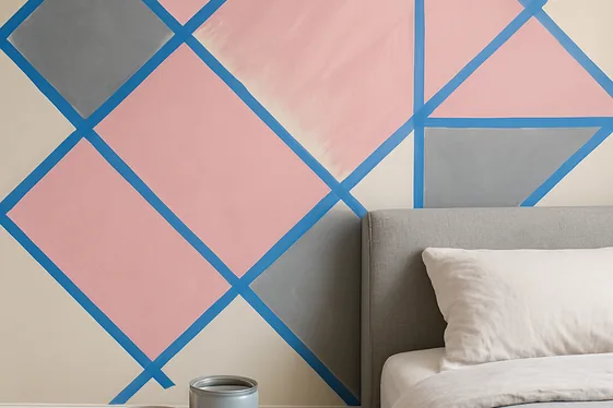 Numbered Steps to Create a Pink and Gray Accent Wall illustration