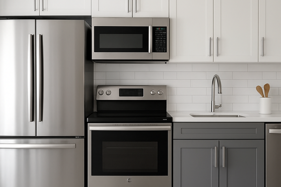 Sleek Stainless Steel Appliances Blending with Gray Tones illustration
