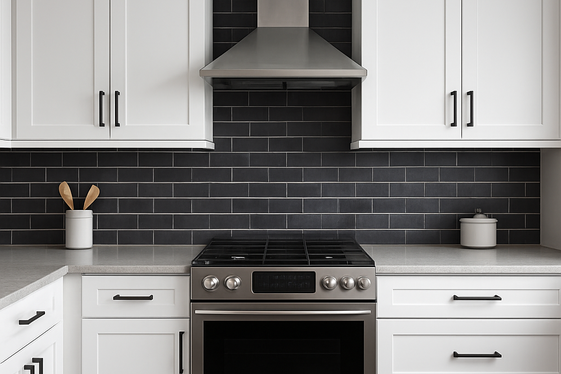 Adding Contrast with Dark Gray Backsplash Tiles illustration
