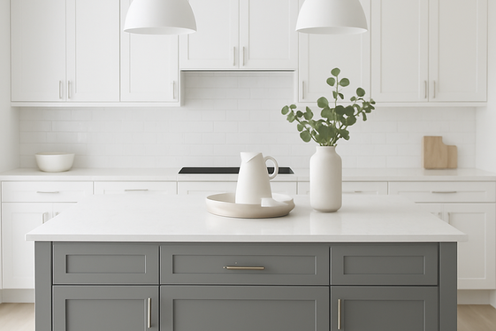 Gray Island with White Surrounding Counters for Focal Impact illustration