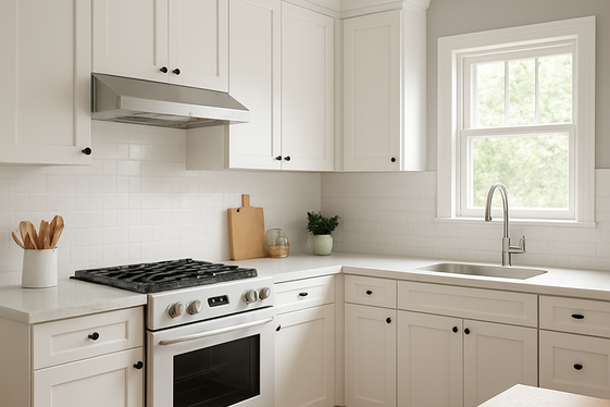 Subtle Gray Wall Paints to Soften Bright White Cabinets illustration