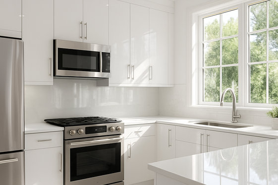 Maximize Natural Light with White Cabinets and Reflective Surfaces illustration