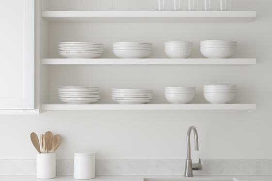 Introduce Open Shelving to Show Off Beautiful Whiteware illustration