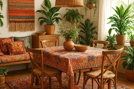 Boho Vibes: Eclectic and Colorful Dining Areas illustration