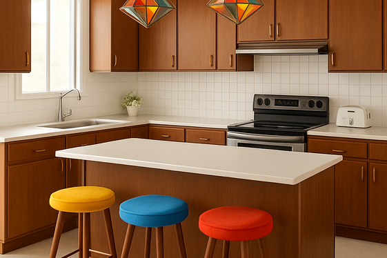 Mid-Century Modern Brown Cabinets illustration
