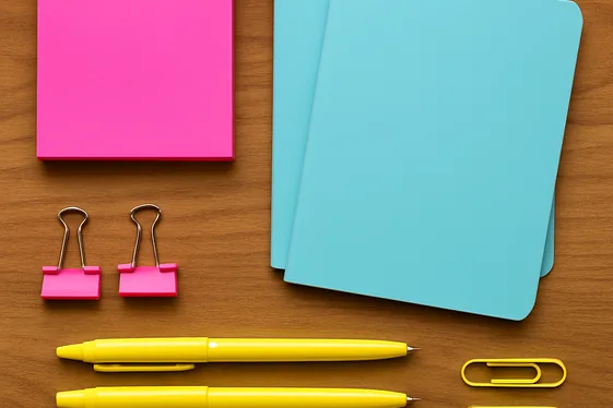 Mix and Match Colorful Office Supplies illustration