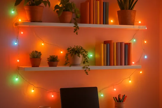 Hang String Lights with Colored Bulbs for Atmosphere illustration