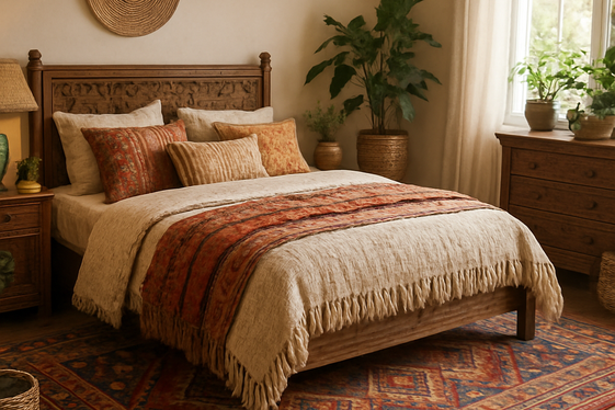 Eclectic Bohemian European Bedroom Combinations illustration