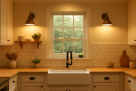 Layered Lighting with Wall Sconces and Recessed Spots illustration