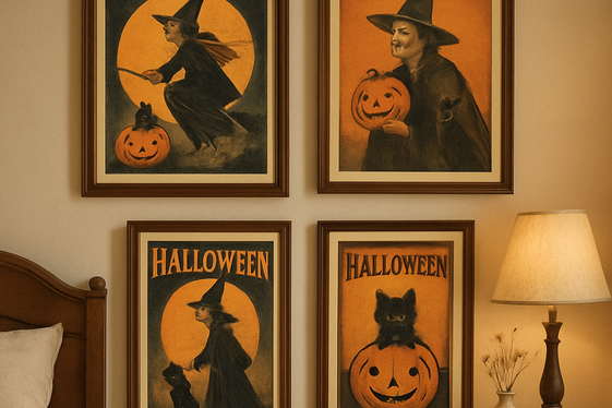 Vintage Halloween Posters and Prints illustration