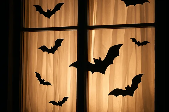 Ghostly Drapes and Window Silhouettes illustration