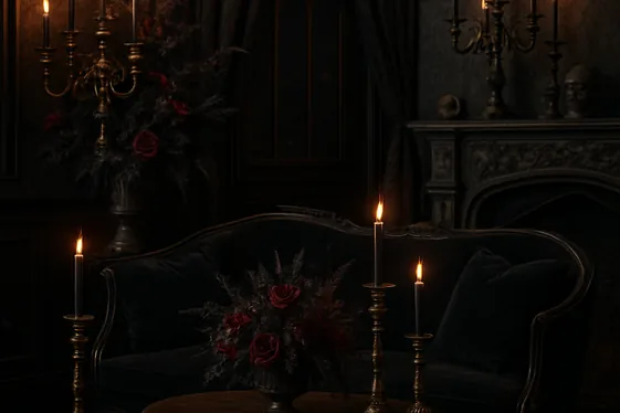 Gothic Elegance: Dark & Dramatic Indoor Decor illustration