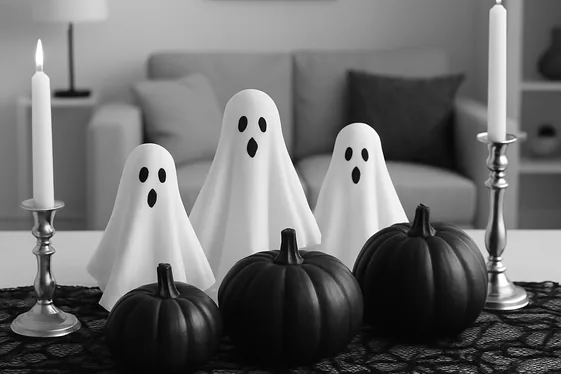 Monochrome Magic: Black and White Halloween Decorating illustration