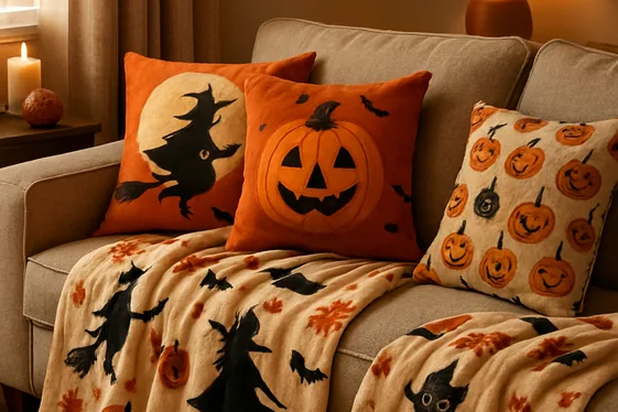 Terrifyingly Cute Halloween Throw Pillows and Blankets illustration