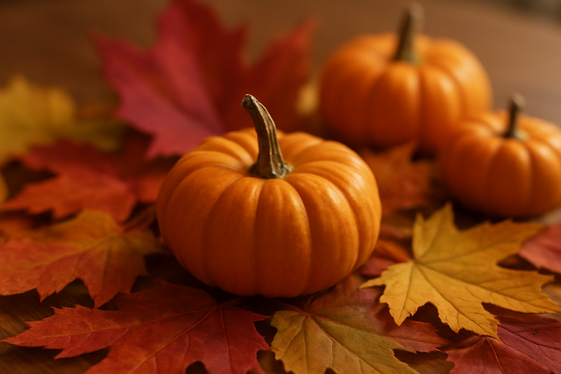 Fall Leaves and Mini Pumpkins Centerpiece illustration