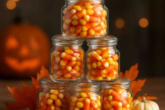 Stacked Candy Corn Jars for Sweet Seasonal Charm illustration