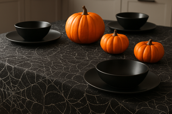 Cobweb Tablecloth with Subtle Glitter Details illustration