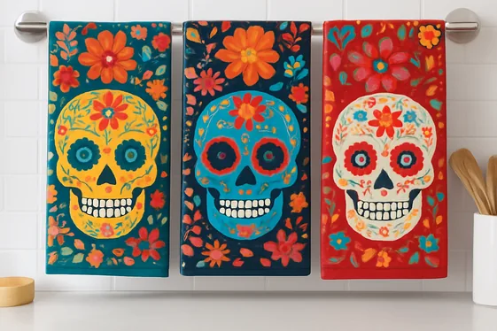 Day of the Dead Inspired Towels for Colorful Flair illustration