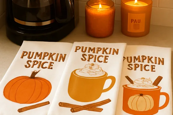 Pumpkin Spice Theme Towels for Cozy Autumn Days illustration
