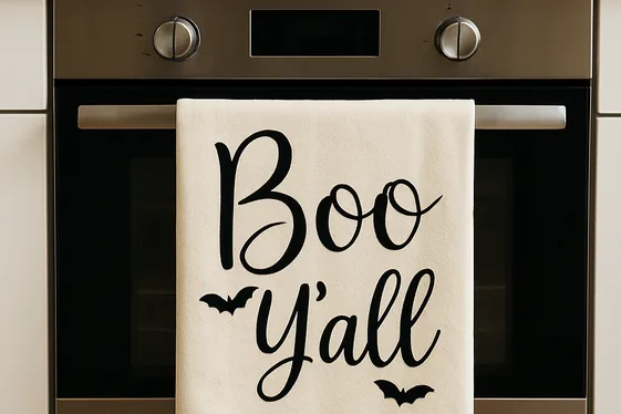 Elegant Script Towels with Halloween Sayings illustration