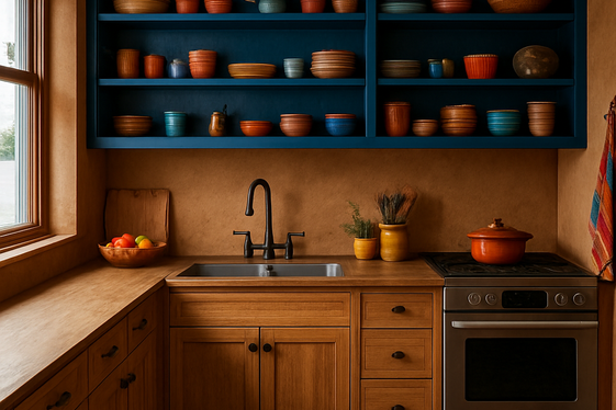 Bold Color Accents in a Neutral Rustic Palette illustration