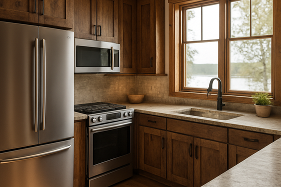 Blending Modern Appliances with Rustic Elements illustration