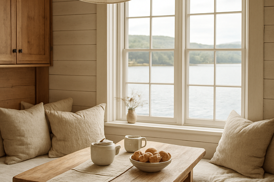 Cozy Breakfast Nooks Overlooking Lake Views illustration