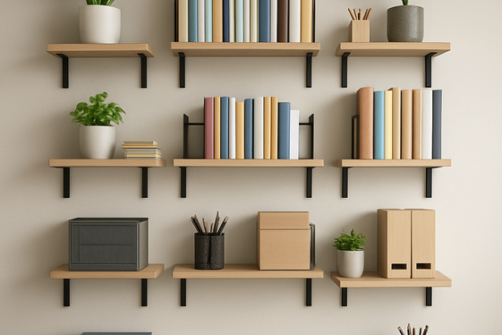 Utilize Wall-Mounted Shelves for Organization illustration