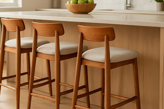 Warm Wooden Bar Stools for Casual Seating illustration