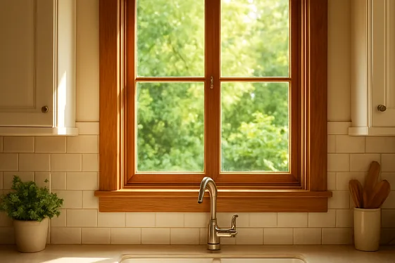 Wood-Framed Kitchen Windows Bringing the Outdoors In illustration
