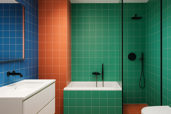 Color-Blocked Tiles to Define Space illustration