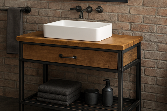 Industrial Style Vanities with Metal Accents illustration