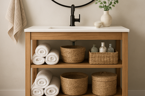 Vanities with Open Shelving to Display Favorites illustration