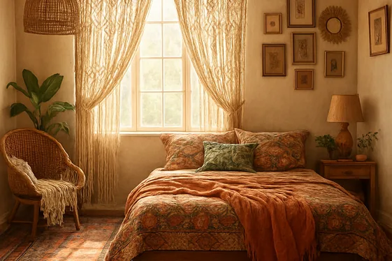 Bohemian Textured Curtains with Global Flair illustration