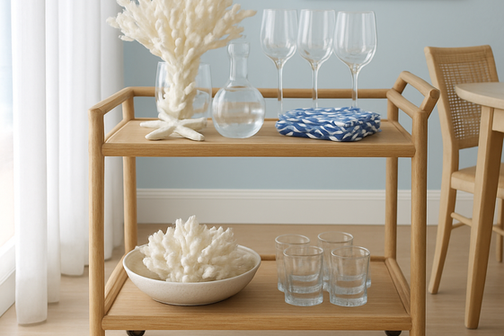 Create a Beachy Bar Cart Setup illustration
