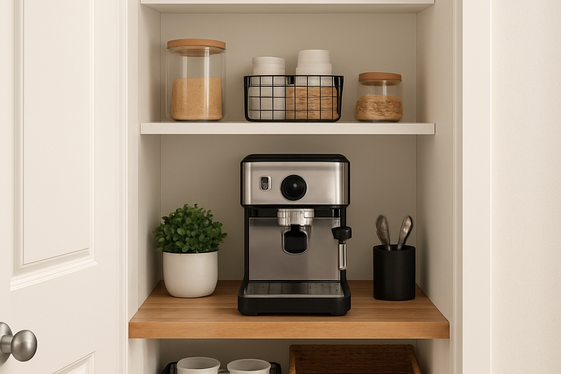 Compact Coffee Bars in Pantry or Closet Spaces illustration