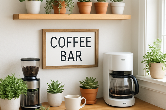 Integrate Plants to Refresh Your Coffee Area illustration