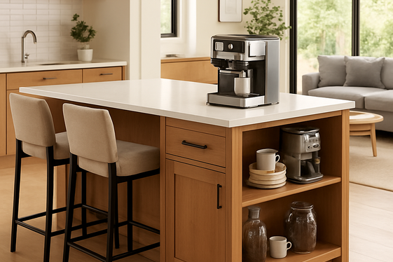 Multi-Functional Islands with Integrated Coffee Setups illustration