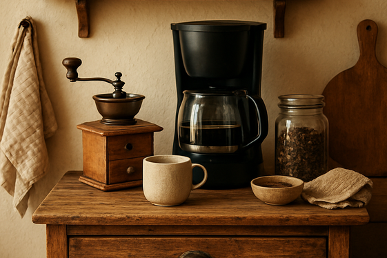 Use Vintage Pieces for Rustic Coffee Bar Charm illustration
