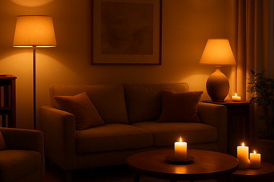 Ambient Lighting with a Mix of Lamps and Candles illustration