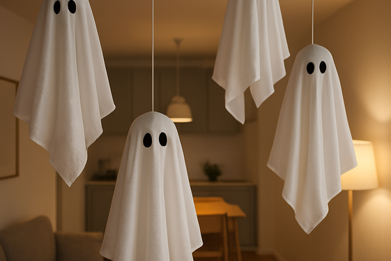 Floating Ghosts from Ceiling Hooks or String illustration