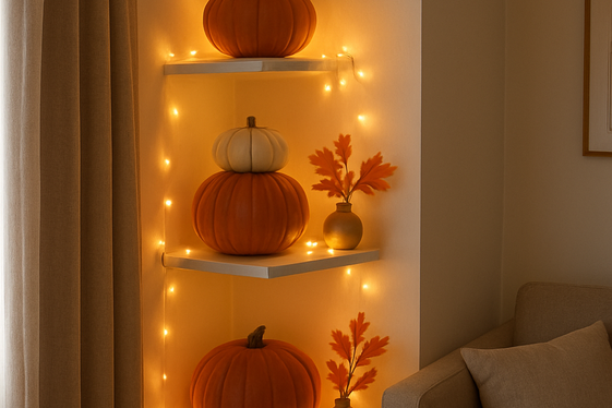 Pumpkin Displays Using Space-Saving Shelves illustration